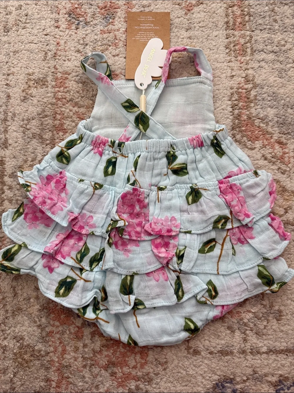 NWT Angel Dear 0-3 Month Pink Floral Ruffle Diaper Cover